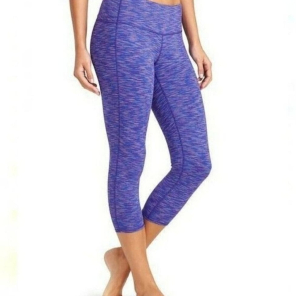Athleta Energy Chatarunga Blue Purple Space Dye Capri Leggings Sz M